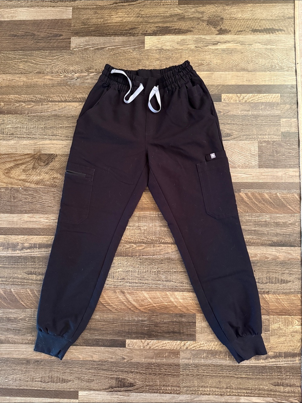 Figs Black Joggers with Grey Drawstring